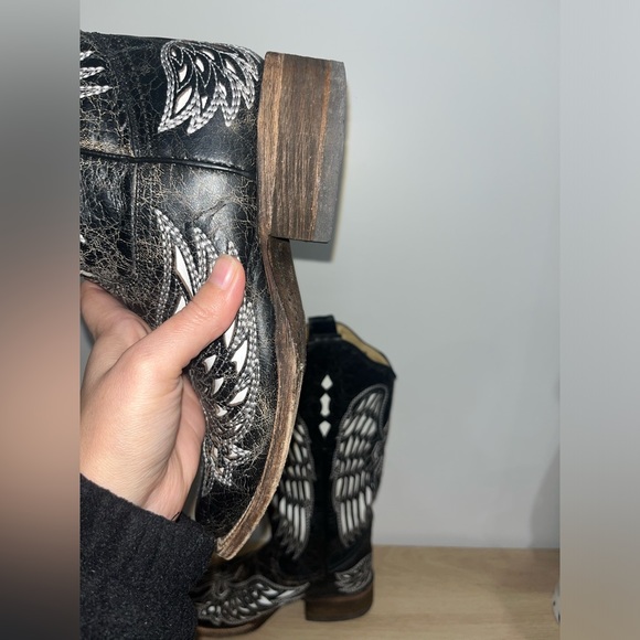 Womens Black, White Cross & Wings Corral Boots A1019 - Picture 7 of 11